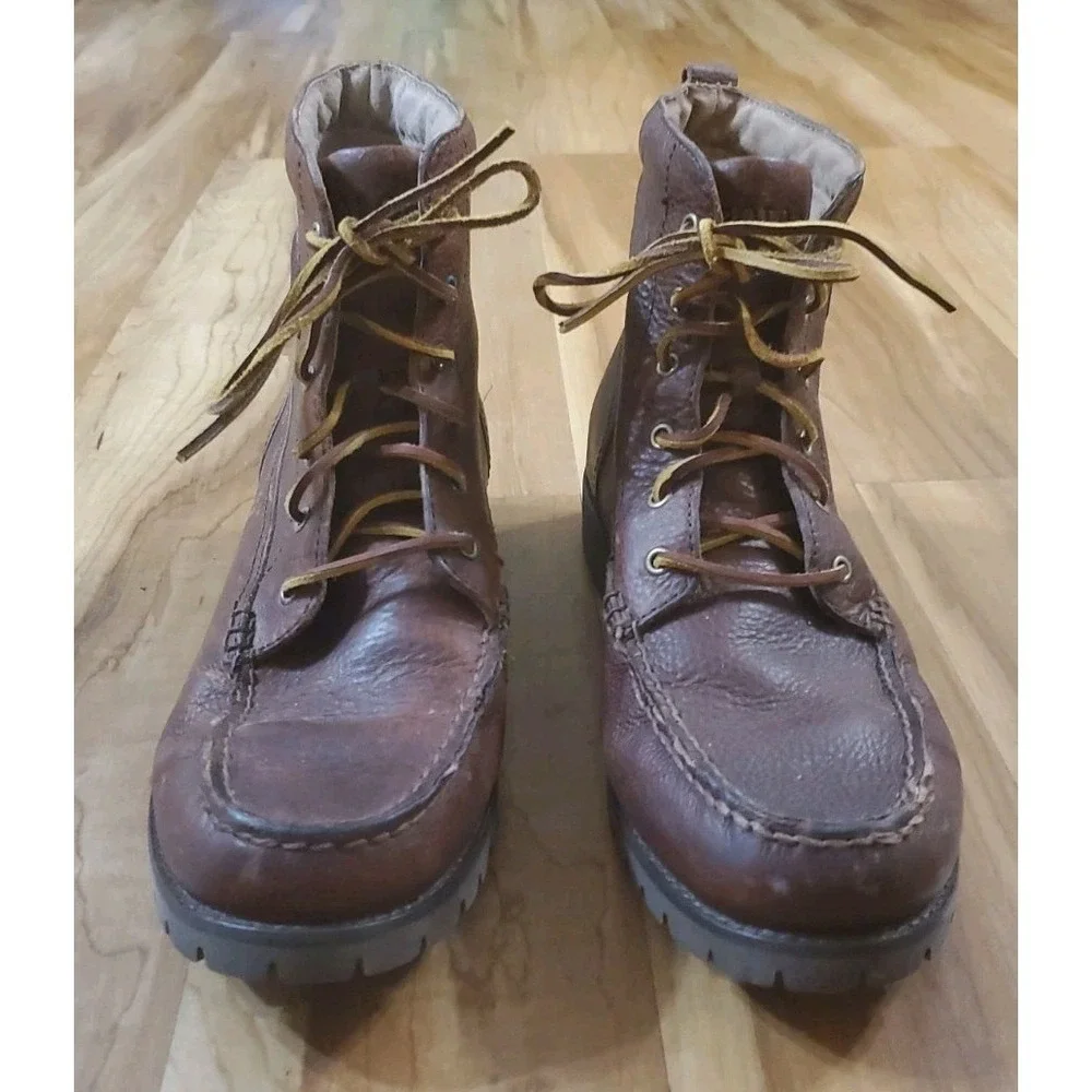 Polo Ralph Lauren Rodway Classic Ranger Brown Leather Boots Mens Size US 11 D
